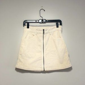 American Eagle Cream Zippered Corduroy Skirt